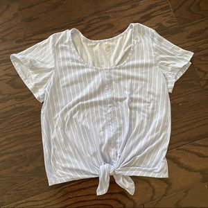 Sonoma Striped Light Blue Crop Tie Top